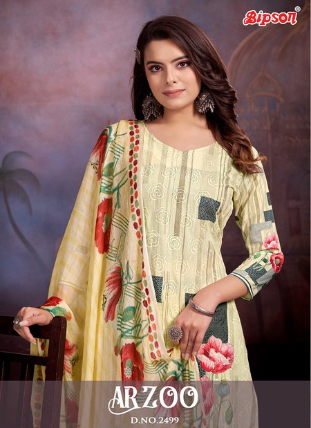 Aarzoo 2499 By Bipson Pure Cotton Schiffli Printed Dress Material Wholesale Shop In Surat
